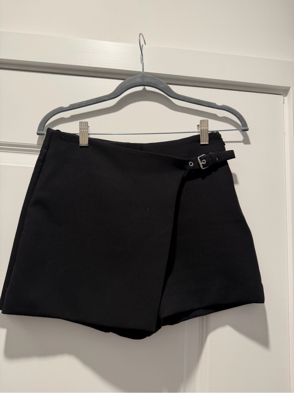 Zara Black Wrap Skort with Buckle Detail